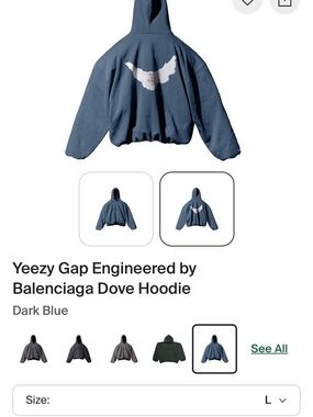 GAP Dark Blue Hoodie with White Dove Graphic